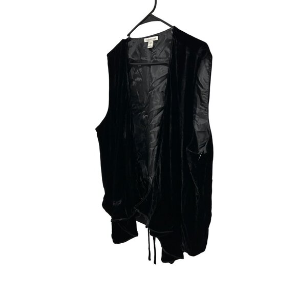 Coldwater Creek NWT Black Velvet Open-Front Vest Adjustable Tie Back Sz 2X - Picture 3 of 12